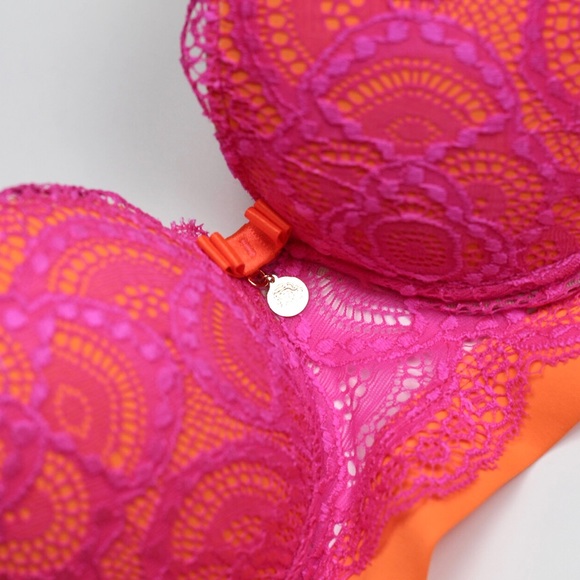Neon lace push-up bra & thong panty - 2 piece set - Picture 7 of 15